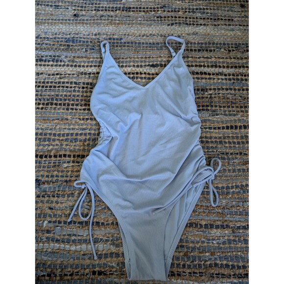 Time and Tru Swimwear Womens M Blue Missy Side Shirred One-Piece Swimsuit - Picture 2 of 5
